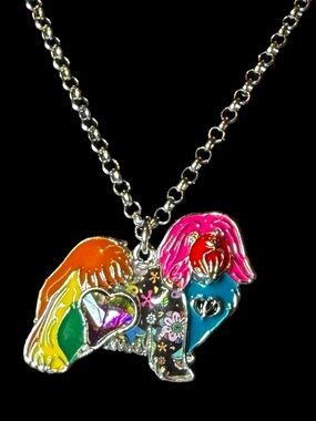 Metal Havanese Dog Pendant Adjustable Necklace with Multicolor Enamel Accents